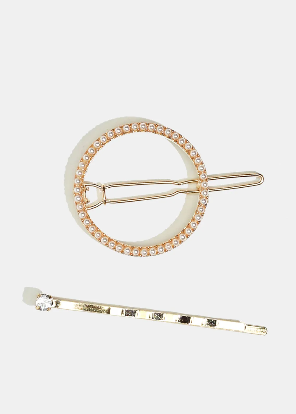 2-Piece Circle & Rhinestone Hairpins