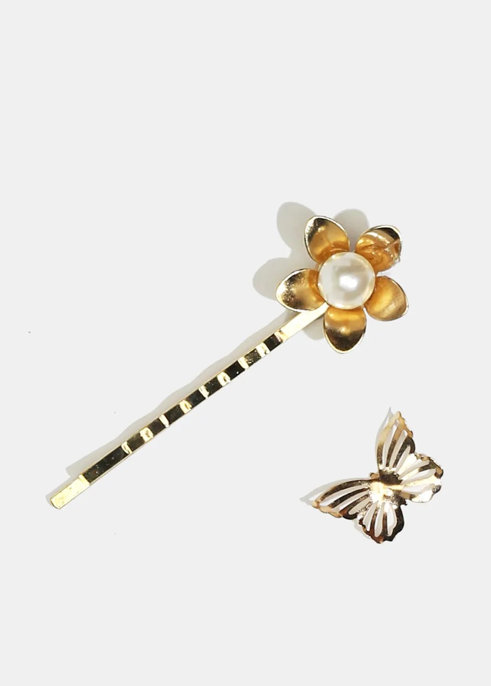 2-Piece Flower Hairpins & Butterfly Stud Earrings