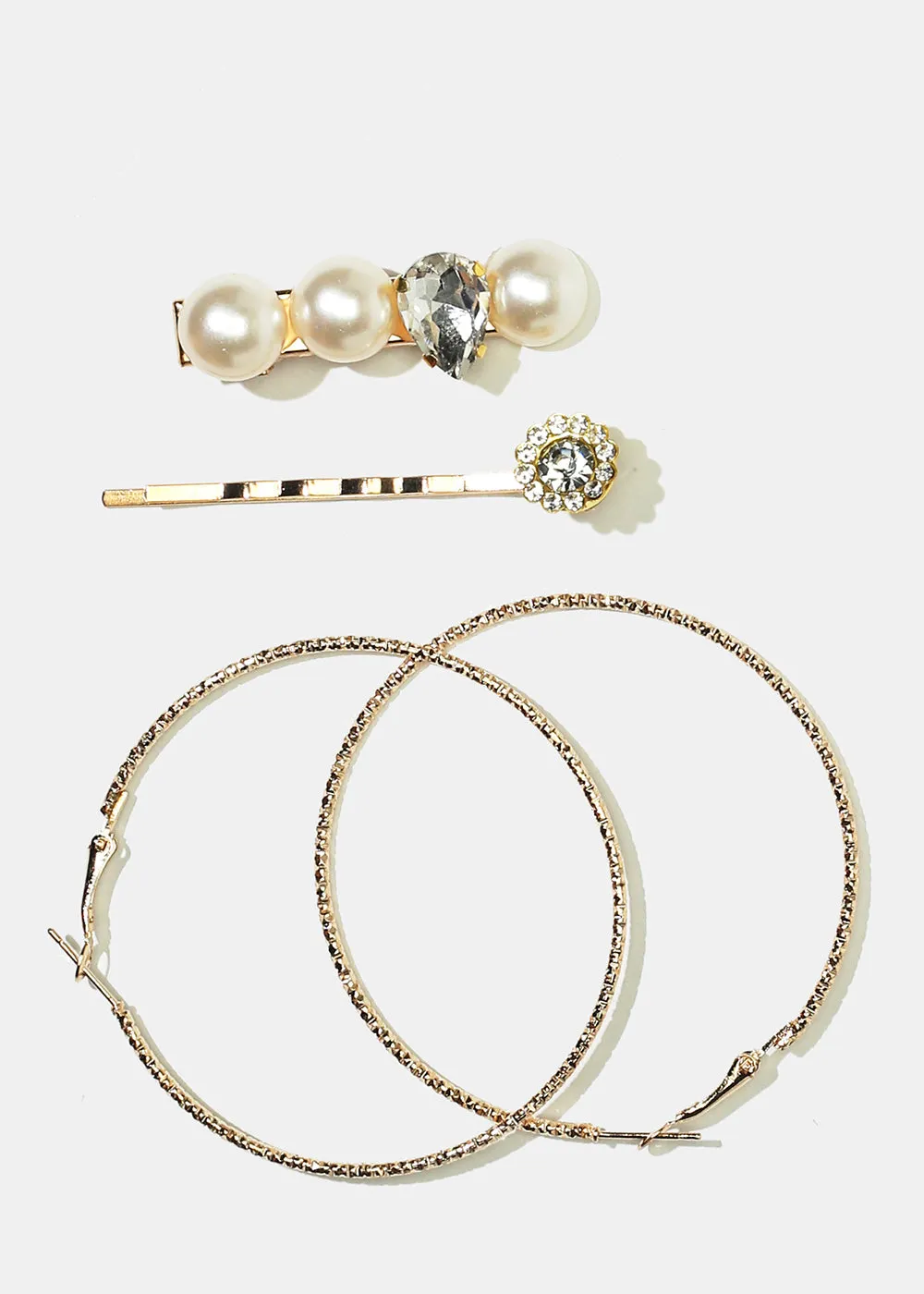 2-Piece Hairpins & Hoop Earrings