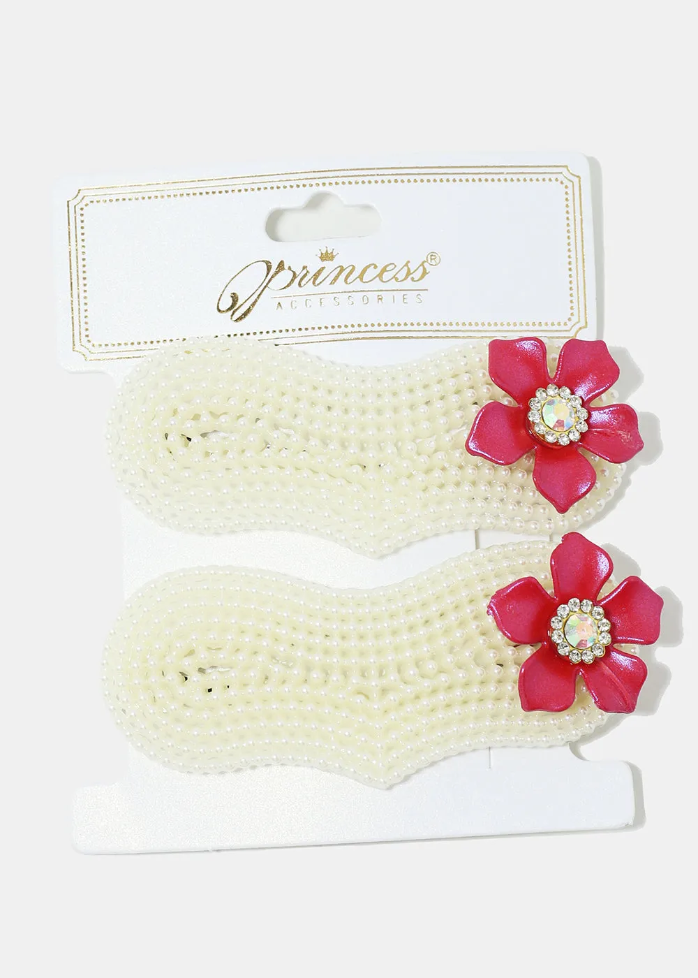 2-Piece Pearl-Studded Flower Hair Pins