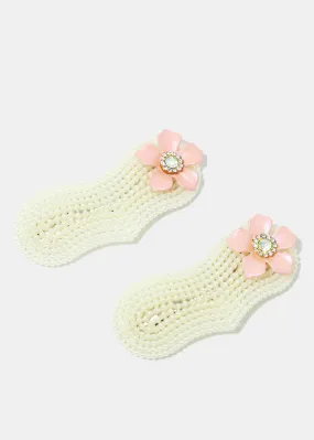 2-Piece Pearl-Studded Flower Hair Pins