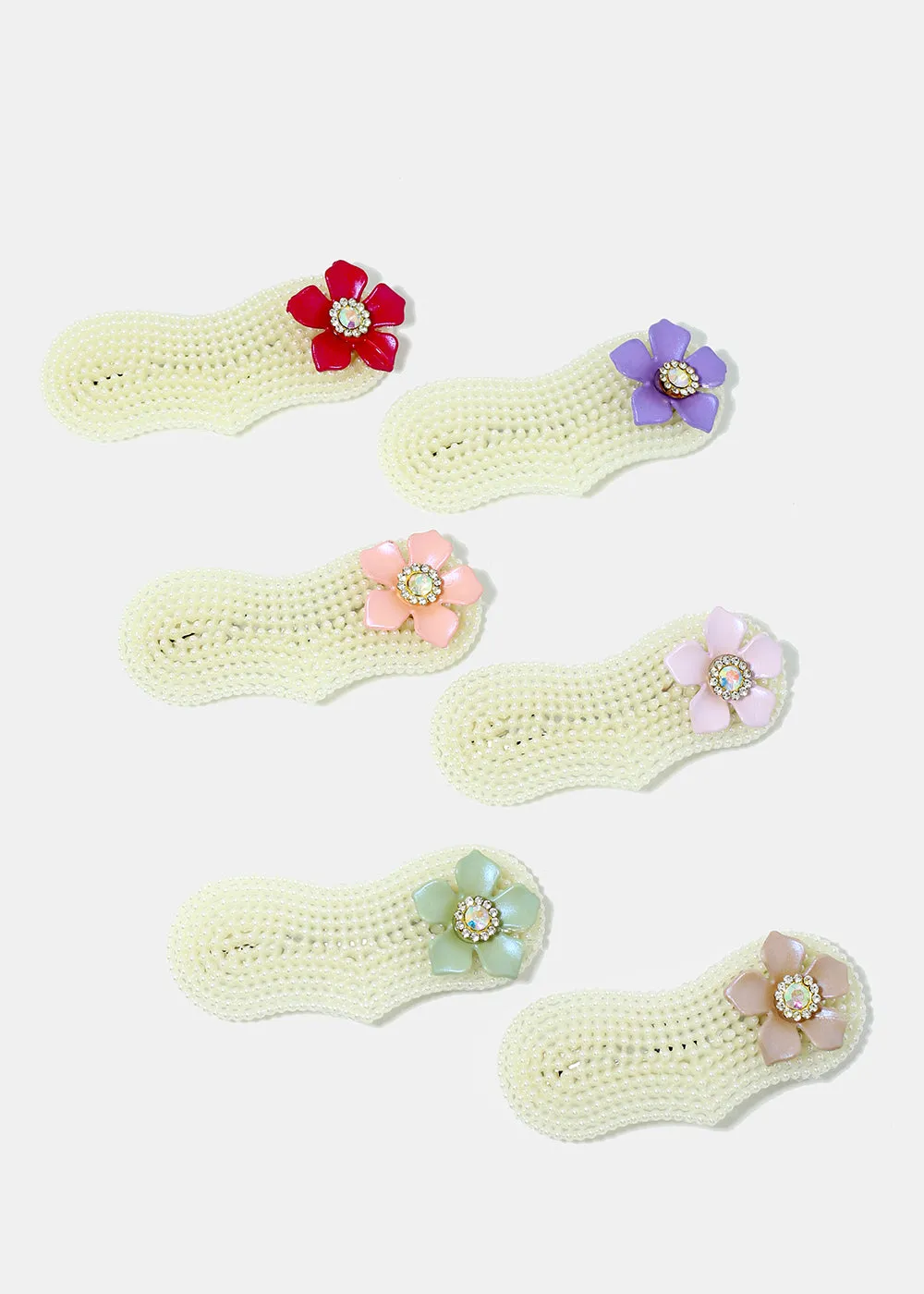 2-Piece Pearl-Studded Flower Hair Pins