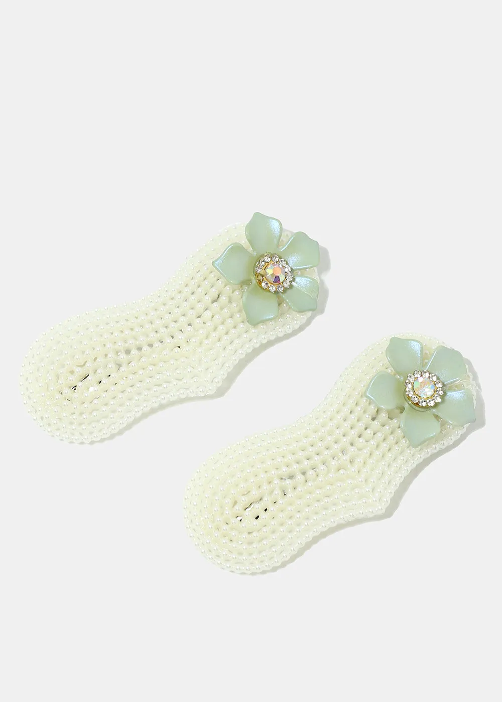 2-Piece Pearl-Studded Flower Hair Pins