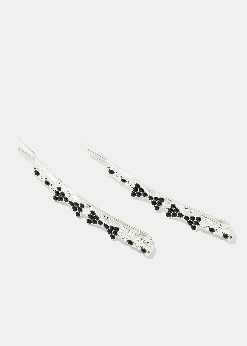 2-Piece Rhinestone-Studded Bow Hairpins