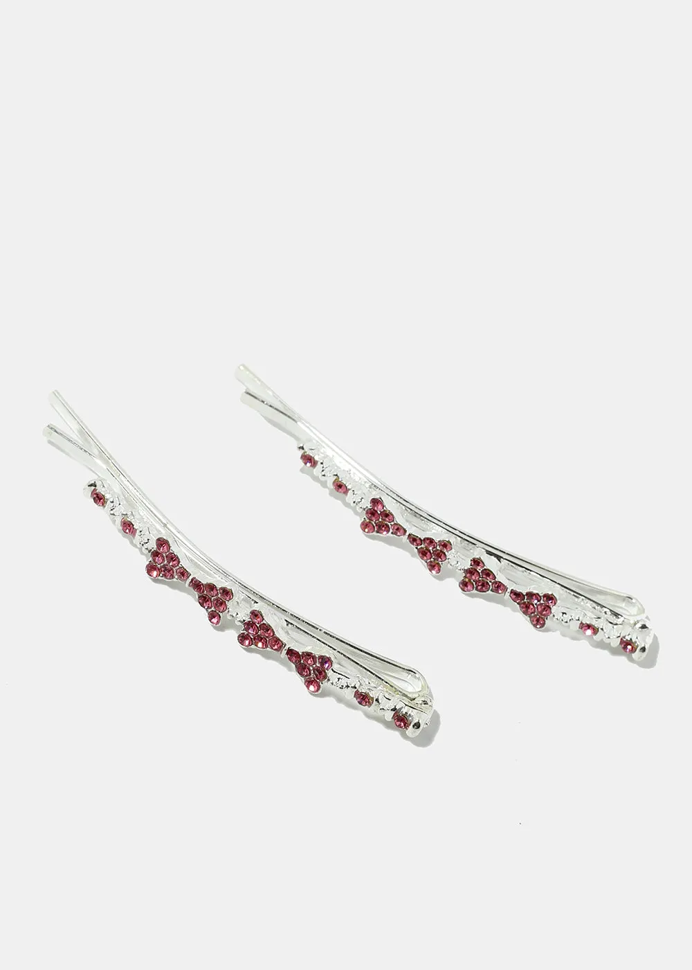 2-Piece Rhinestone-Studded Bow Hairpins