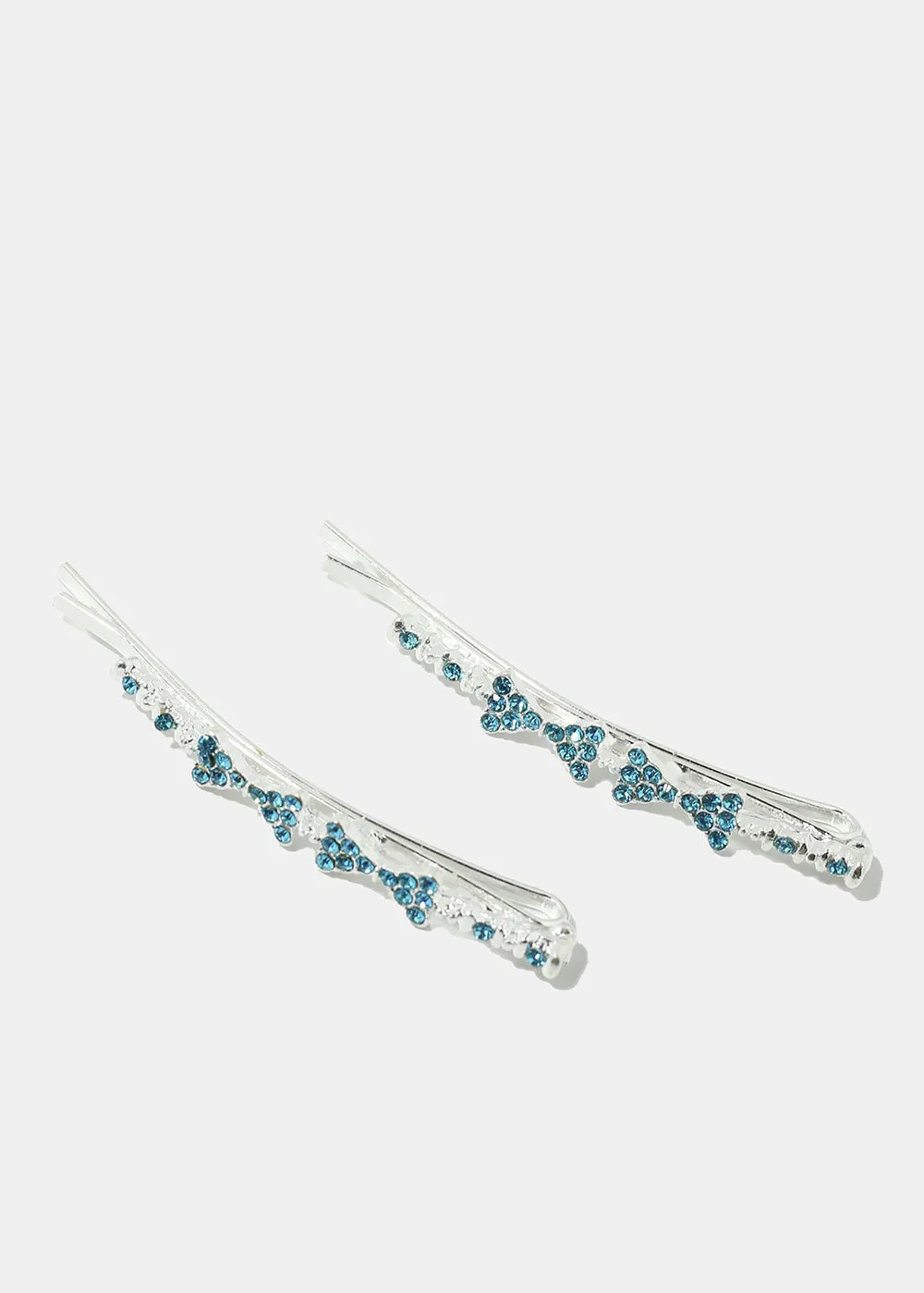 2-Piece Rhinestone-Studded Bow Hairpins