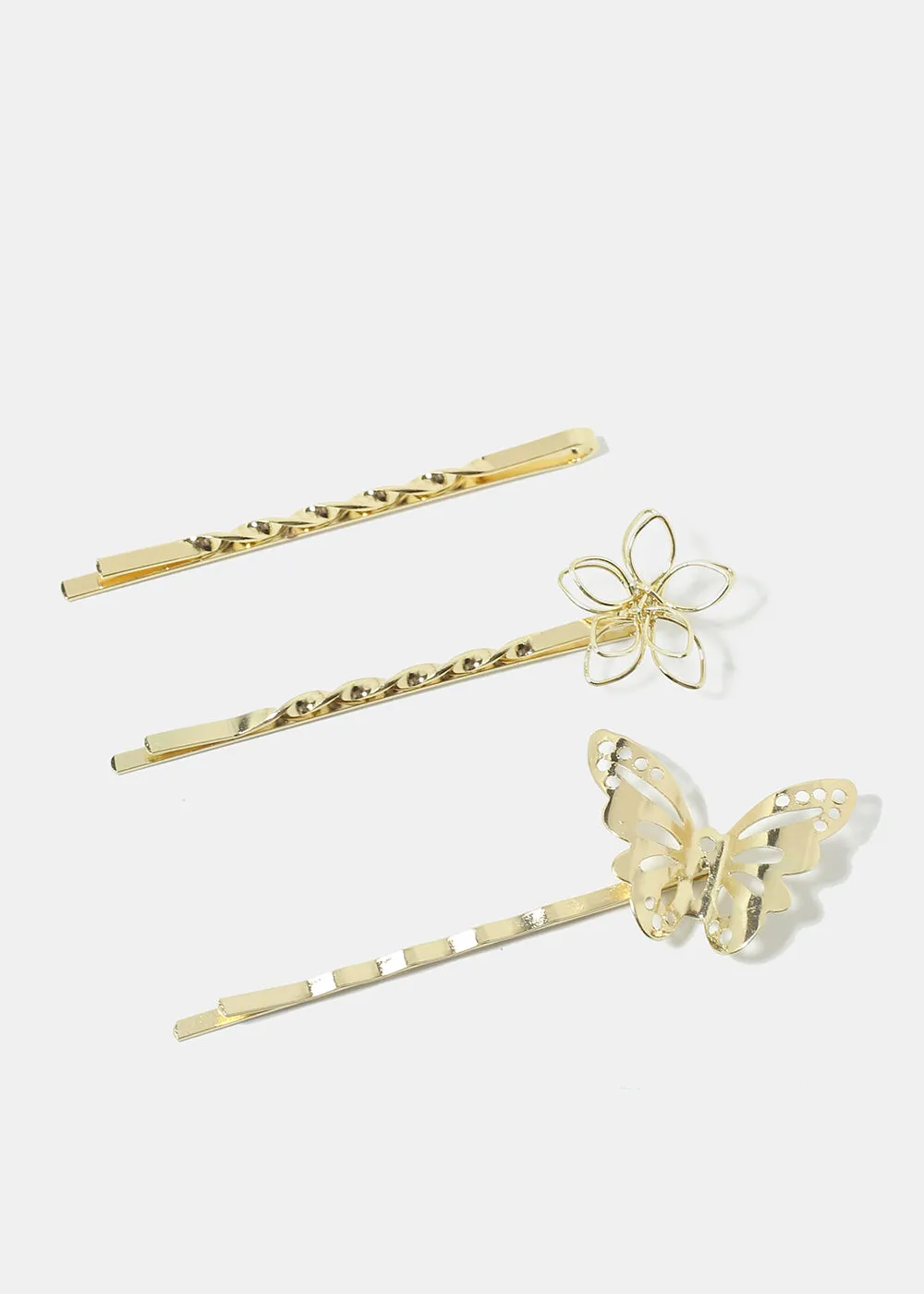 3-Piece Flower & Butterfly Hairpins