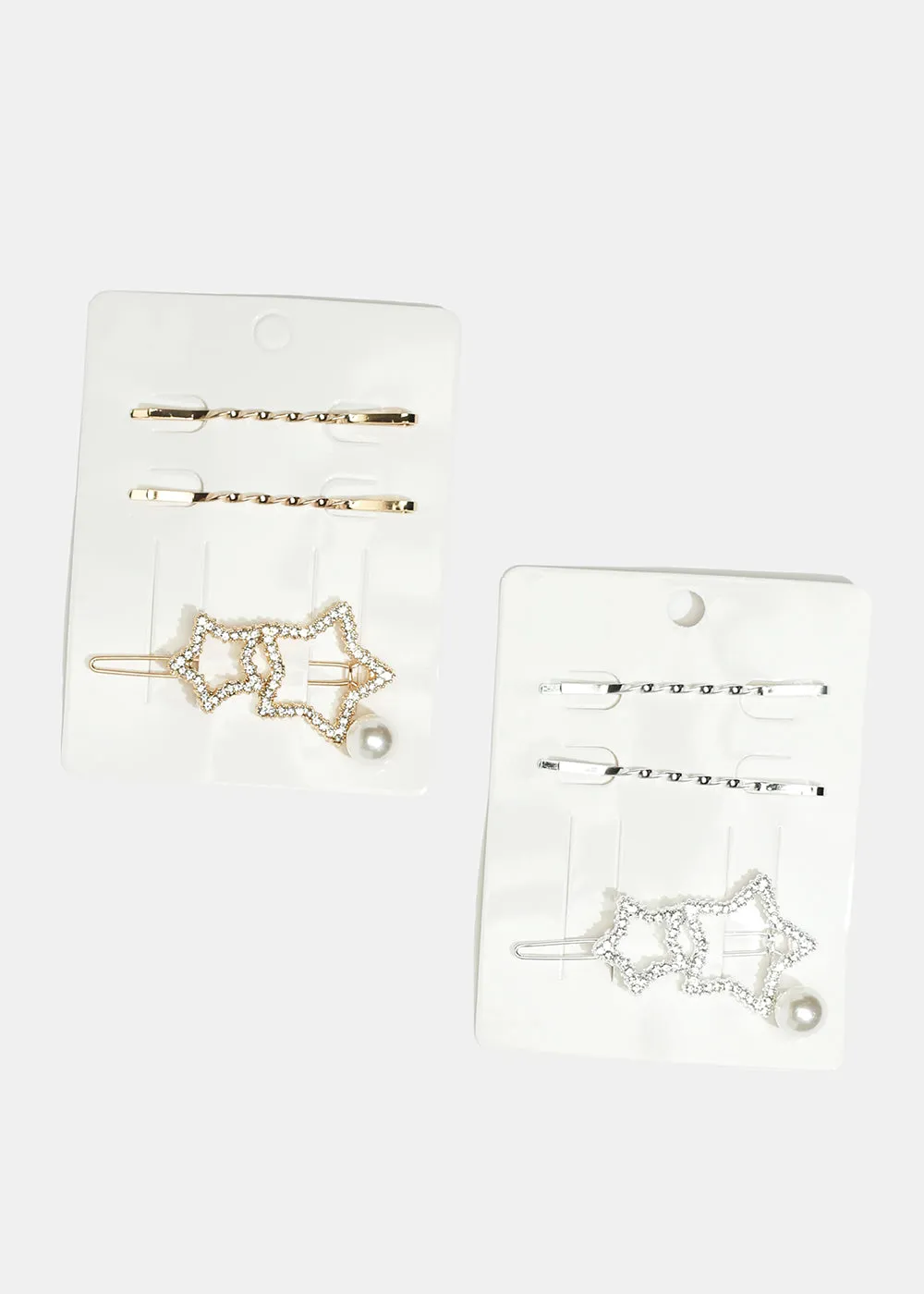 3-Piece Rhinestone Star with Pearl Hairpins