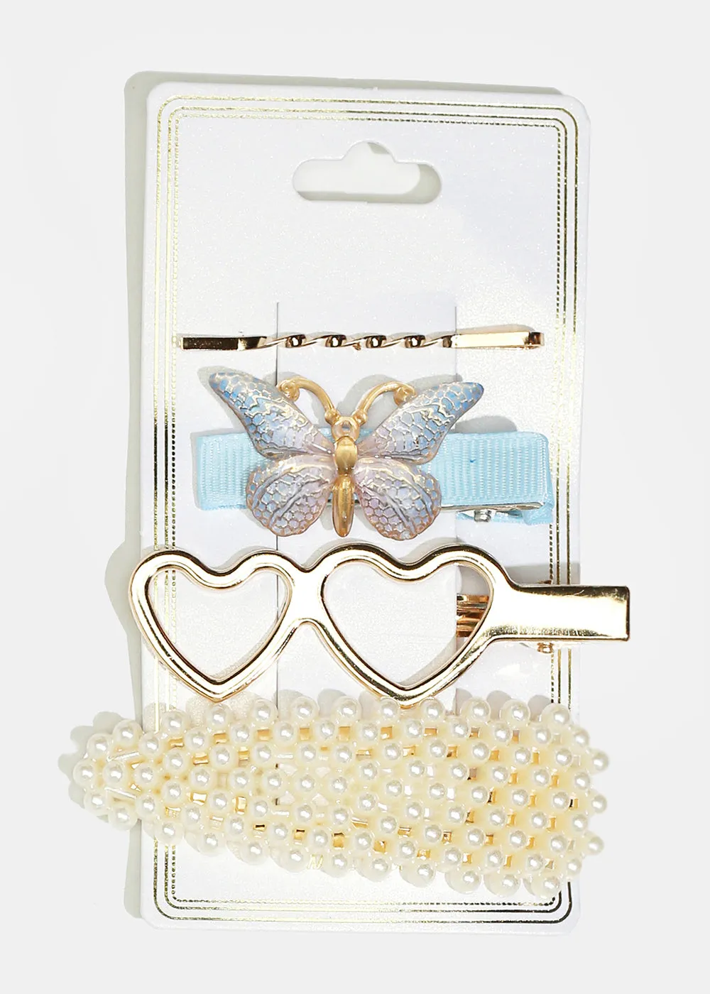 4-Piece Butterfly & Pearl Hairpins