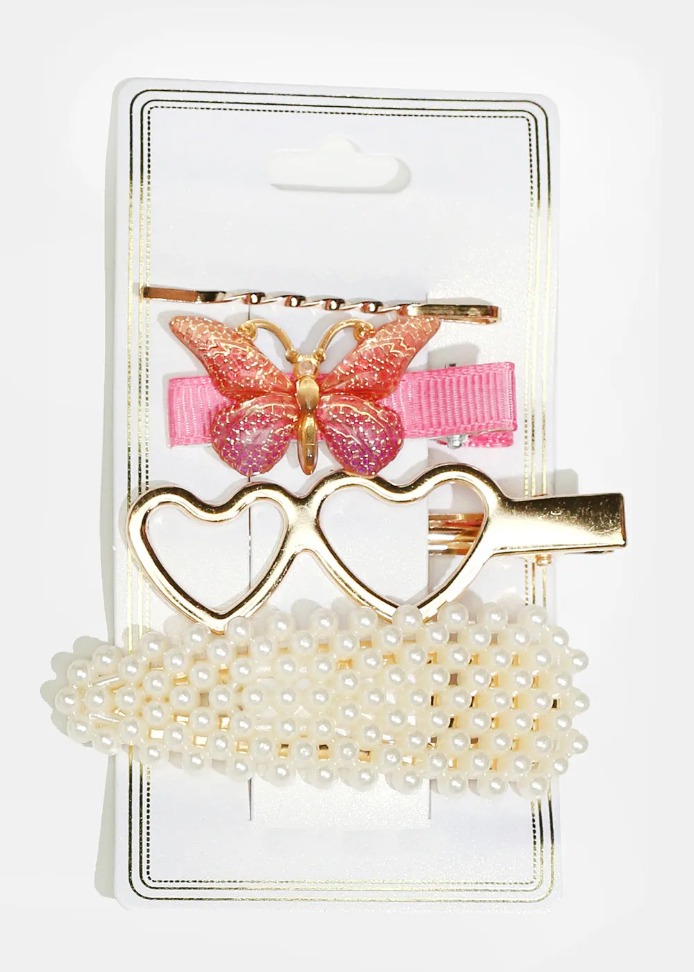 4-Piece Butterfly & Pearl Hairpins