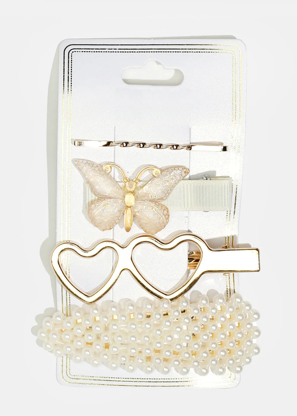 4-Piece Butterfly & Pearl Hairpins