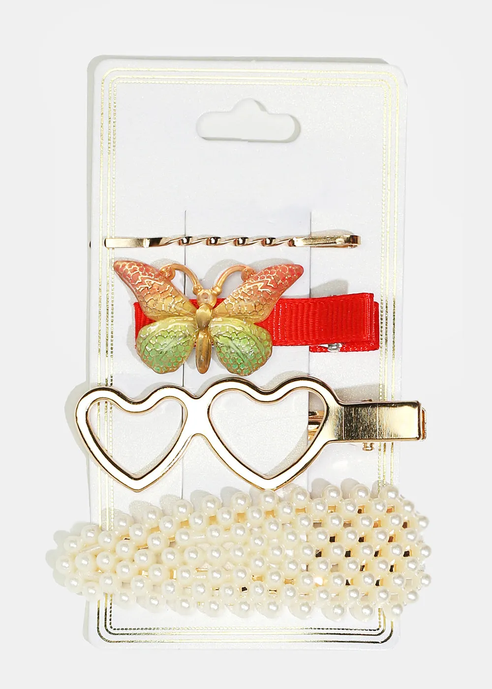 4-Piece Butterfly & Pearl Hairpins