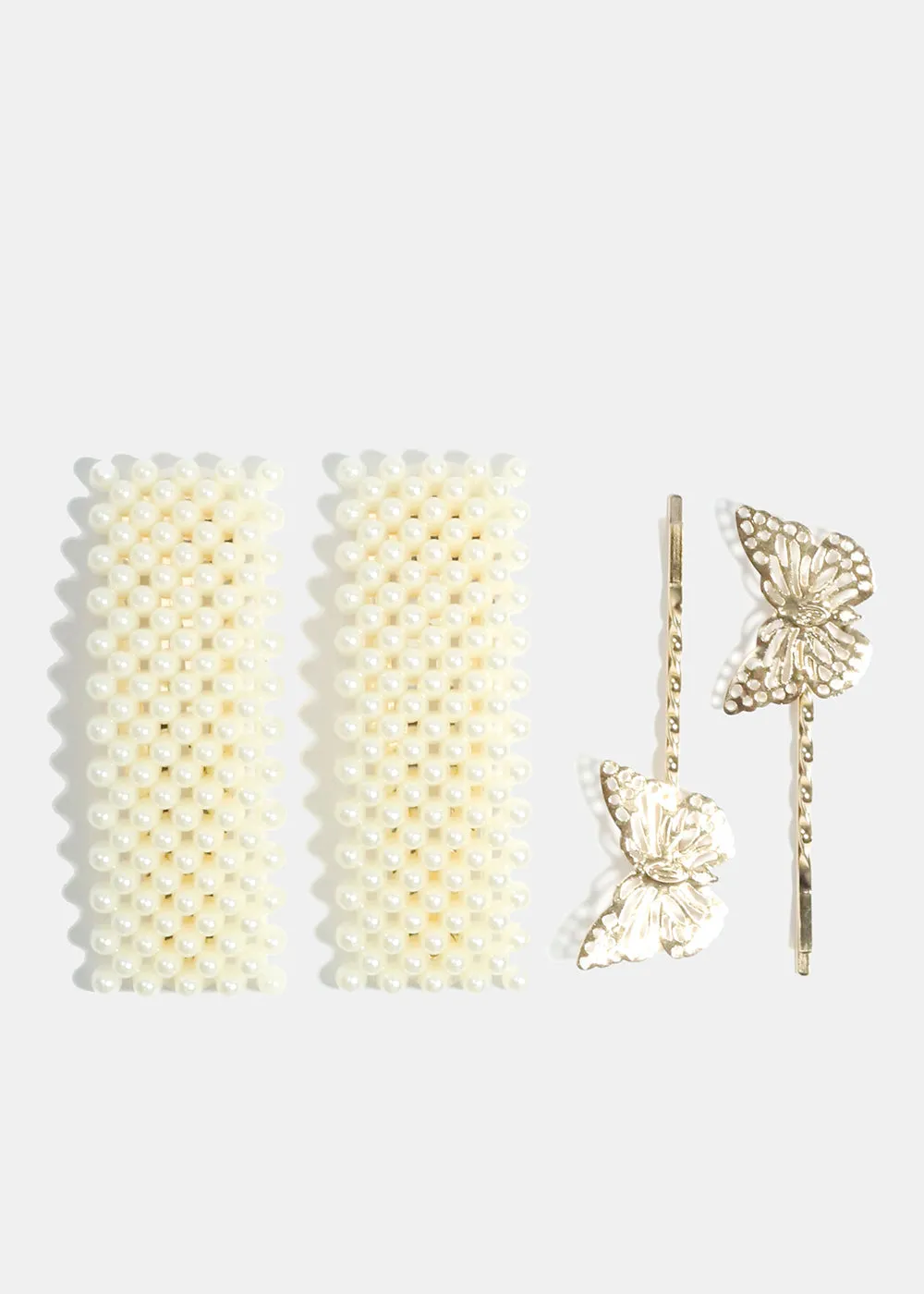 4-Piece Butterfly & Pearl-Studded Hairpins