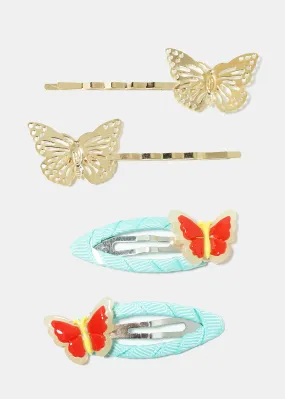 4-Piece Butterfly Snap Clips & Hairpins