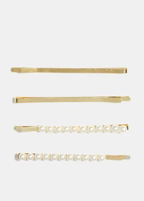 4-Piece Pearl Studded Hair Pins