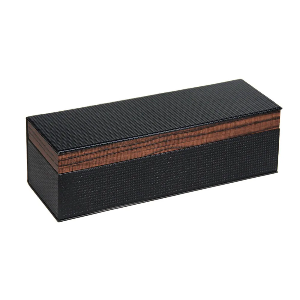 5 Carbon Fiber Watch Box with Wood Grain Trim