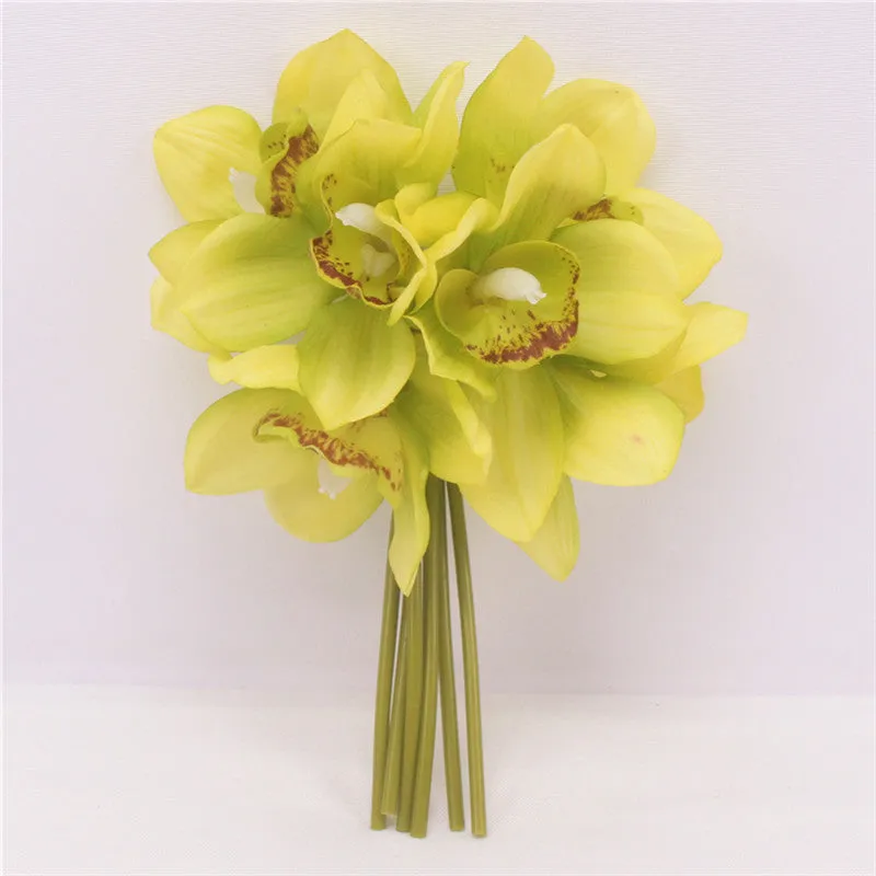 6 Heads Realistic Cymbidium Orchid