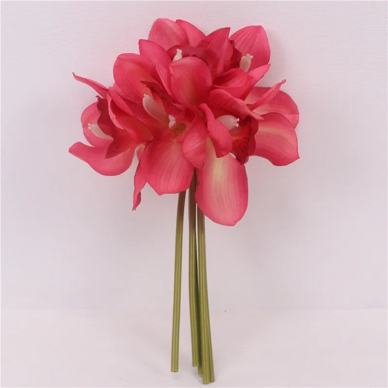 6 Heads Realistic Cymbidium Orchid