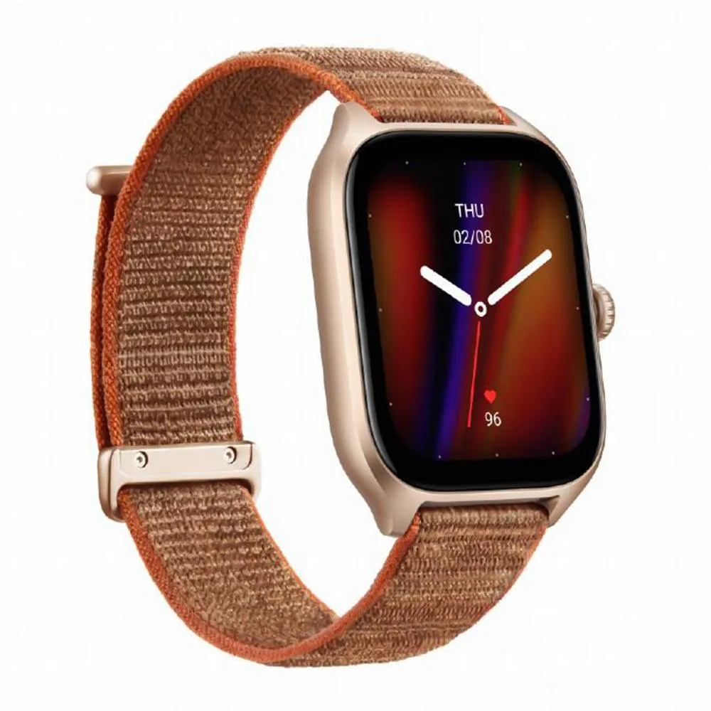 Amazfit GTS 4 Smart Watch (43mm - GPS) Aluminum Case With Autumn Brown Nylon Strap