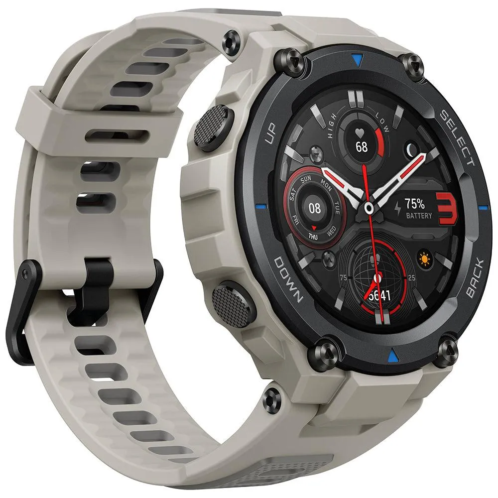 Amazfit T-Rex Pro Smart Watch - 48mm, GPS, Polycarbonate Case, Desert Gray Silicone Rubber Strap