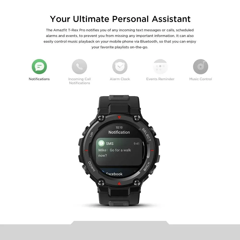 Amazfit T-Rex Pro Smart Watch - 48mm, GPS, Polycarbonate Case, Desert Gray Silicone Rubber Strap