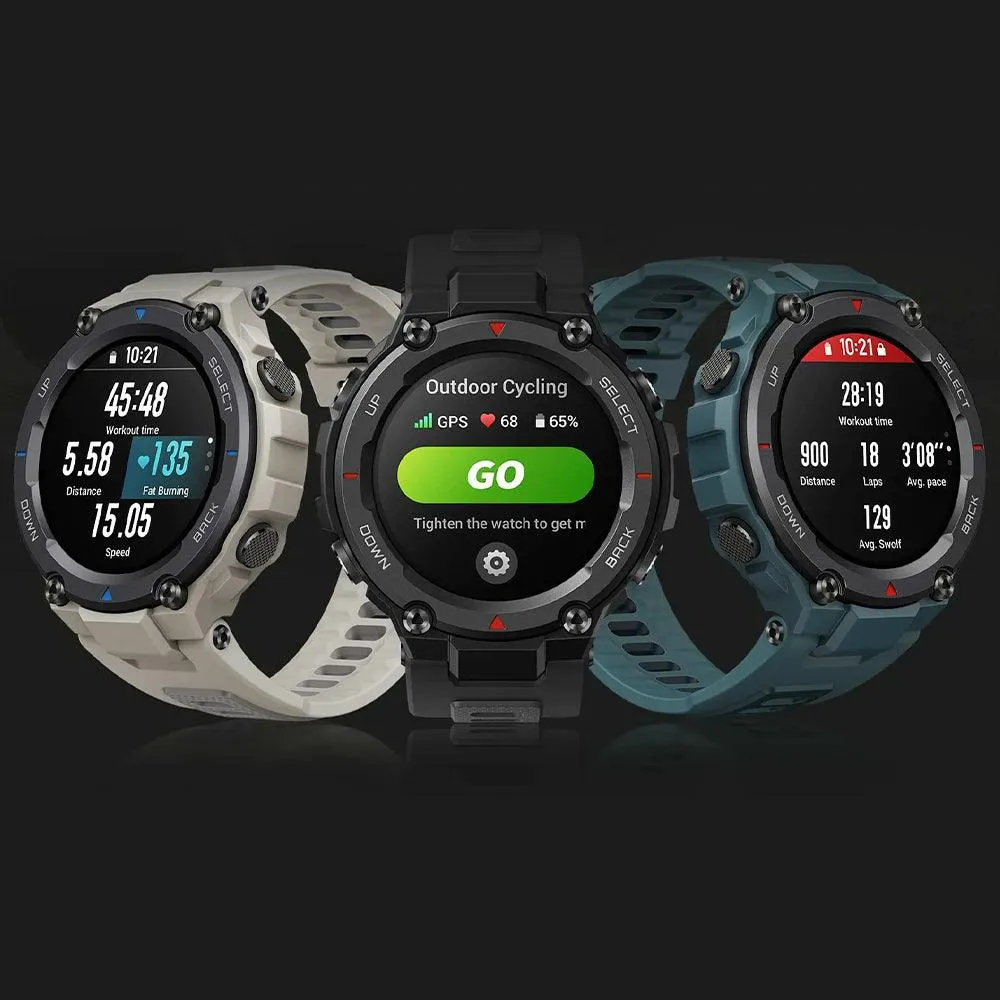 Amazfit T-Rex Pro Smart Watch - 48mm, GPS, Polycarbonate Case, Desert Gray Silicone Rubber Strap