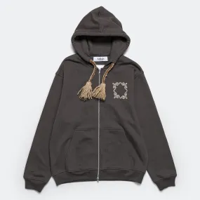 Barwaz Lakiya Tassel Zipper Hoodie - Dark Grey