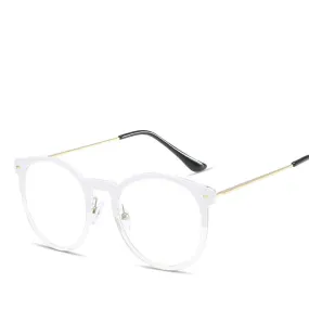 BLACK RETRO INSPIRED HALF FRAME GLASSES