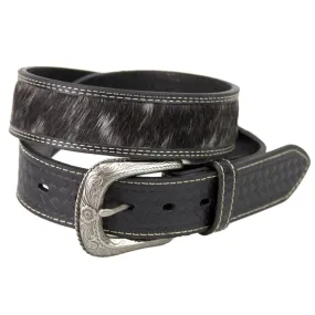 Brigalow Black Leather Belt with Cowhide Inserts