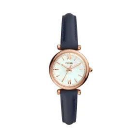 Carlie Mini Three-Hand Navy Leather Watch