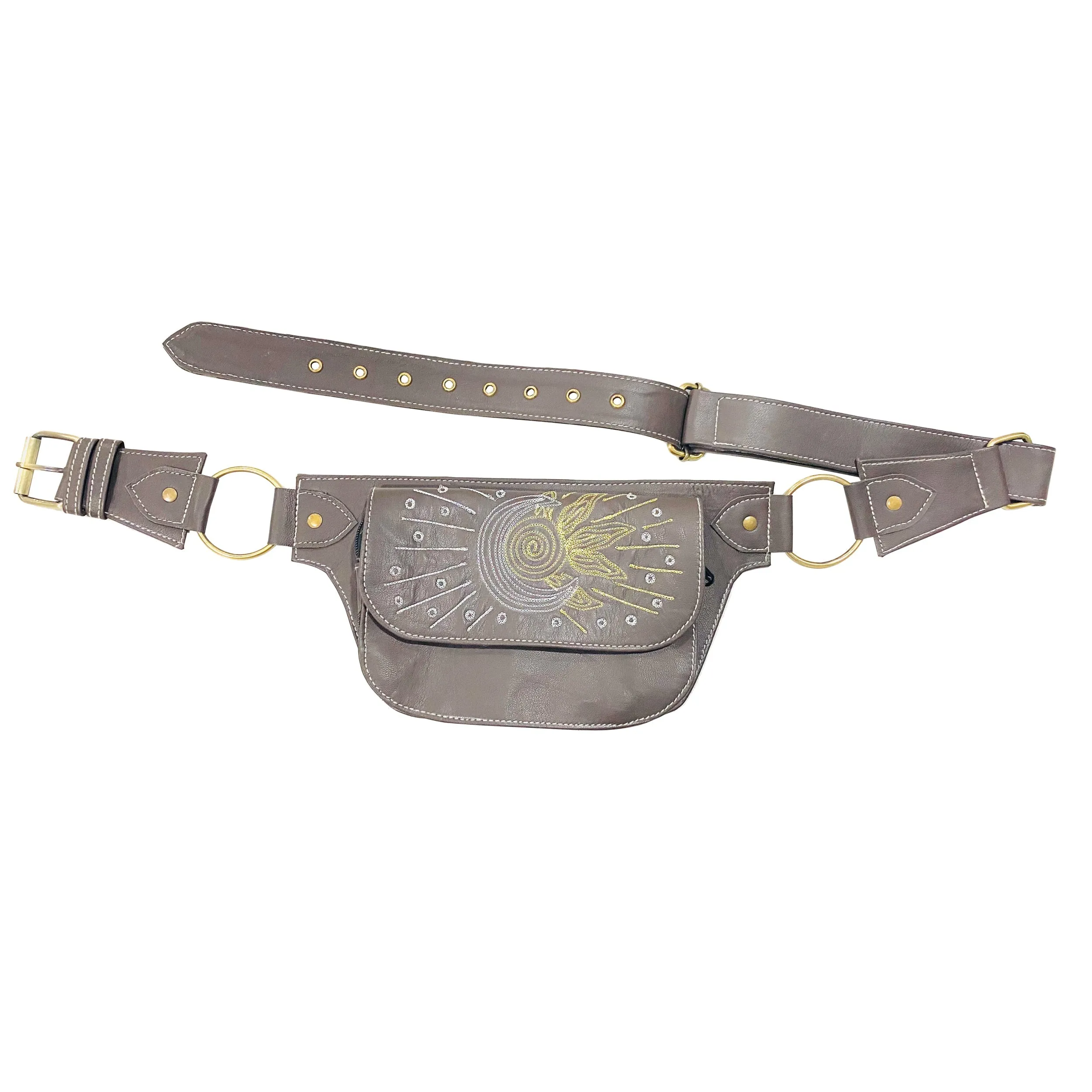 Celestial Embroidery Leather Hip Belt