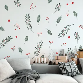 Christmas Holly Wall Decal Set