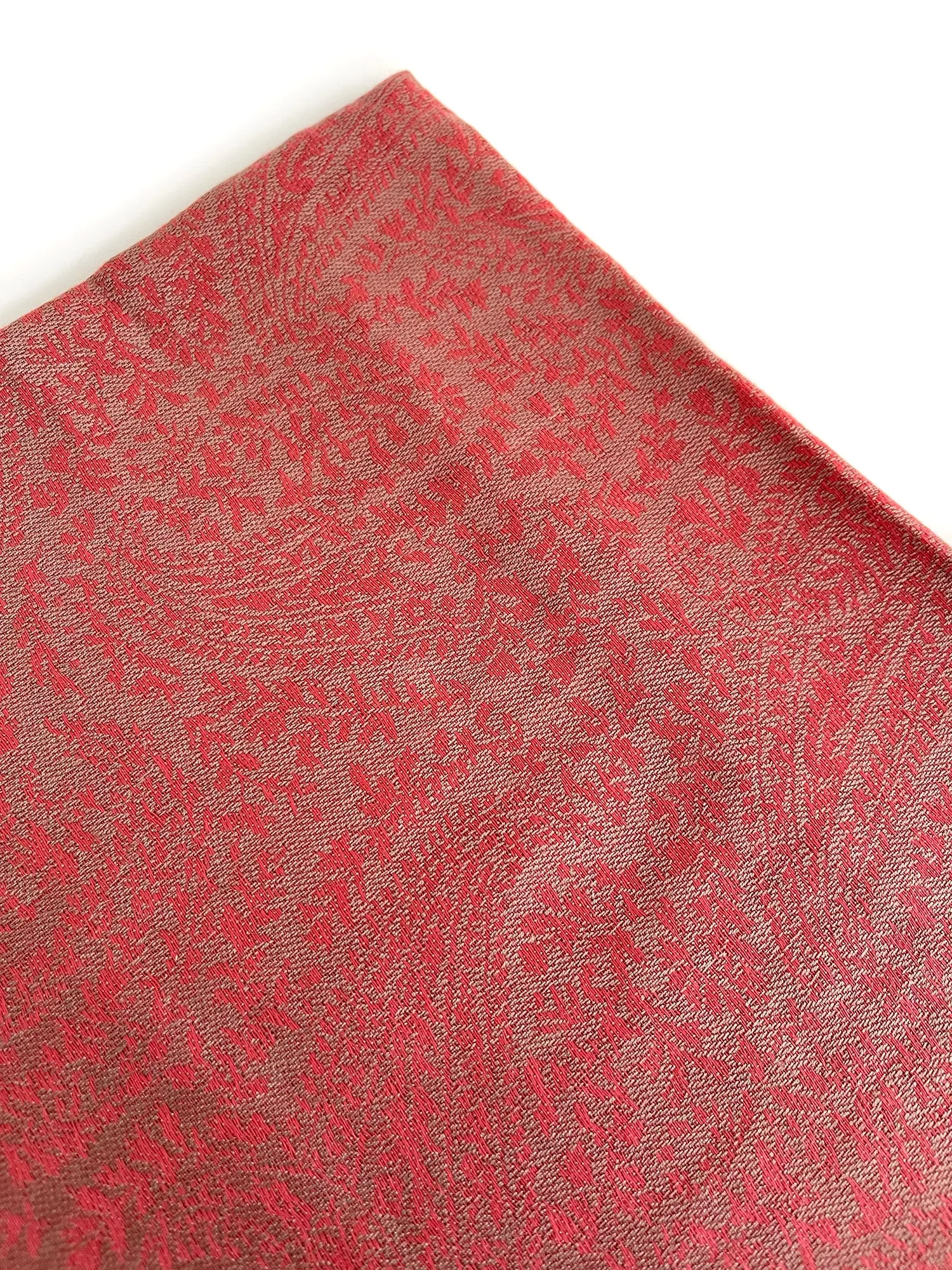 CORAL PAISLEY PRINT REVERSIBLE PASHMINA SHAWL SCARF