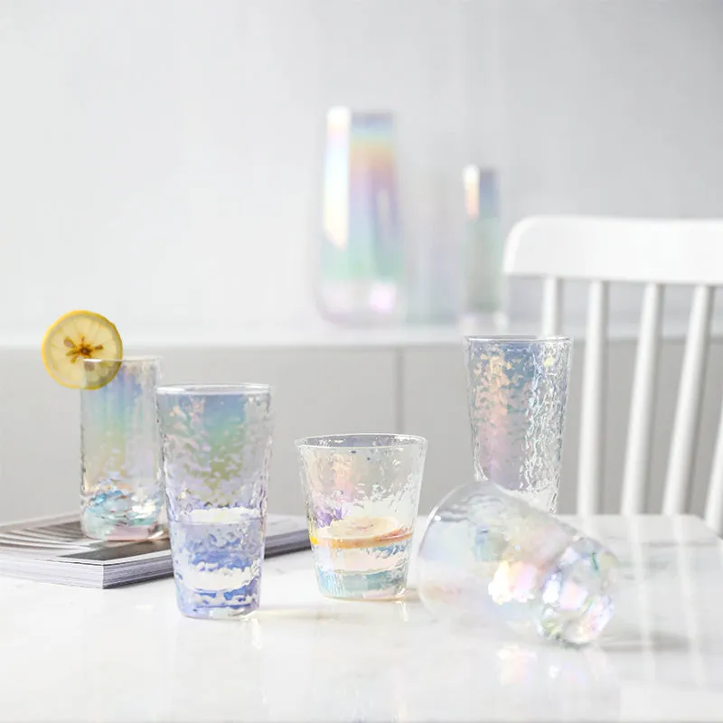 Dimpled Pearlescent Glass Tumbler - Set of 4