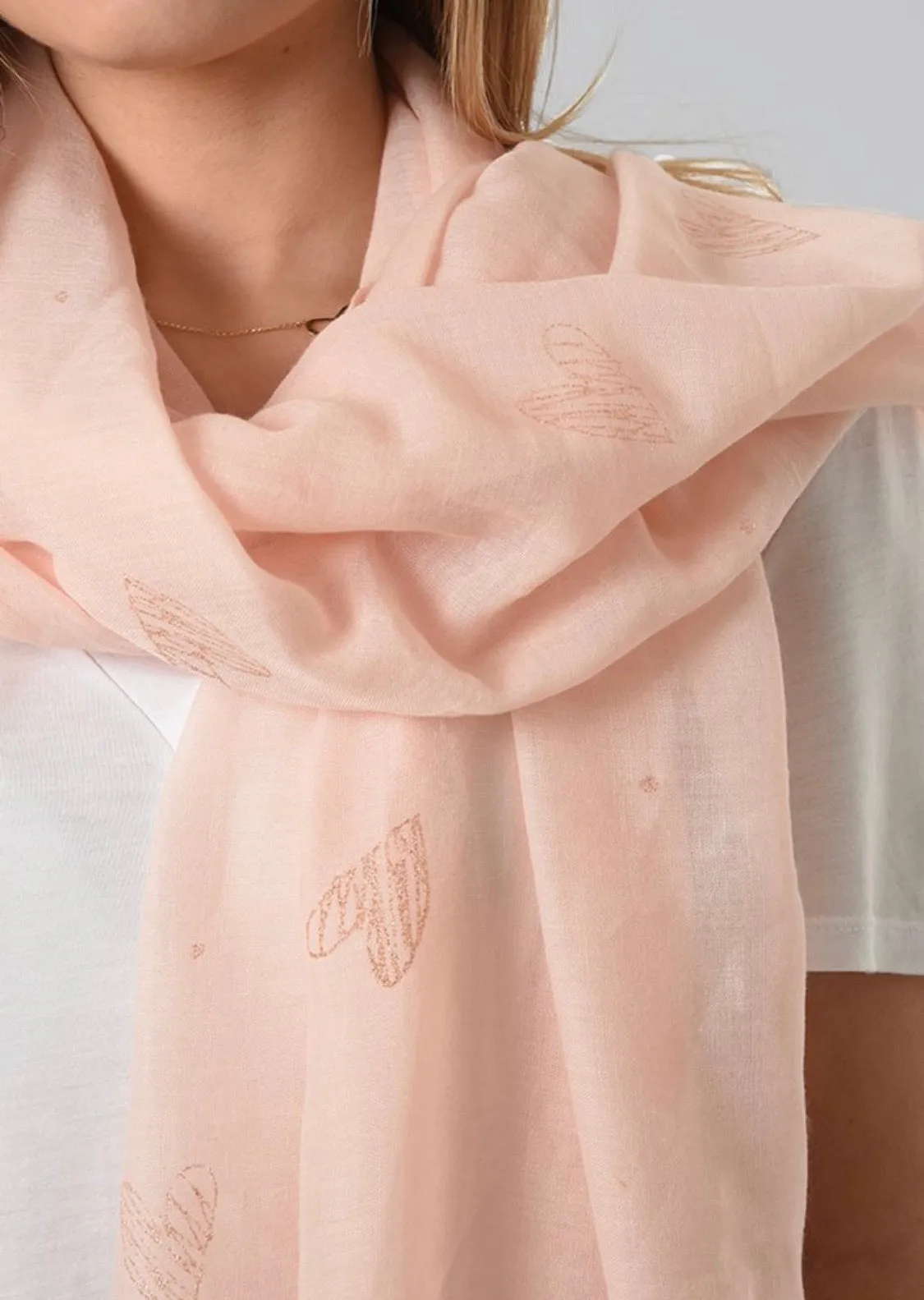 Glitter Heart Scarf - Pink & Rose Gold