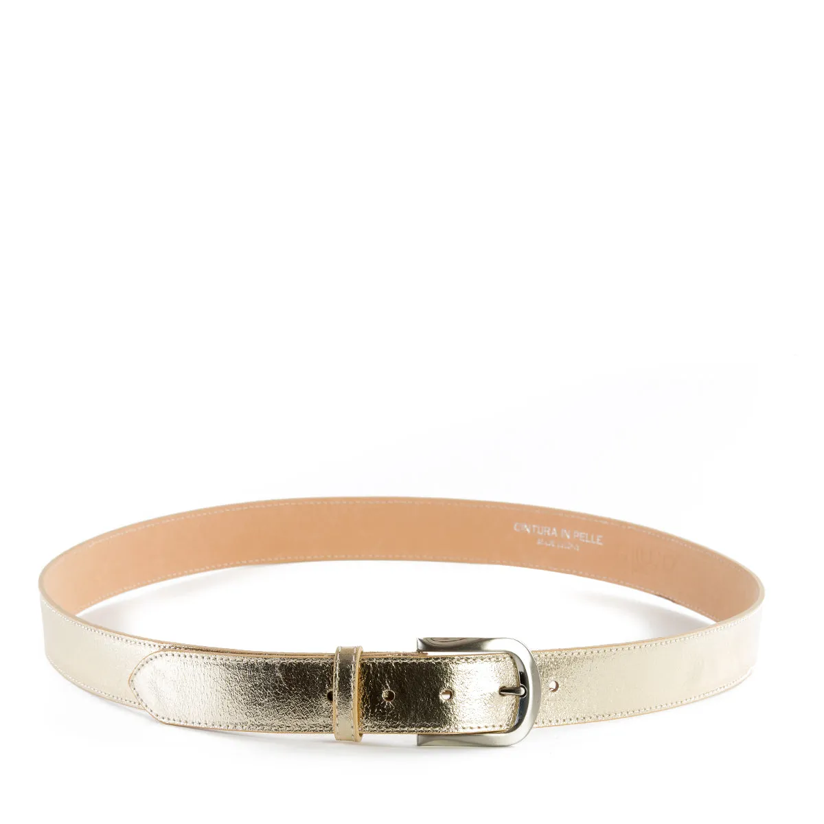 Gold Real Italian Leather Wide Belt