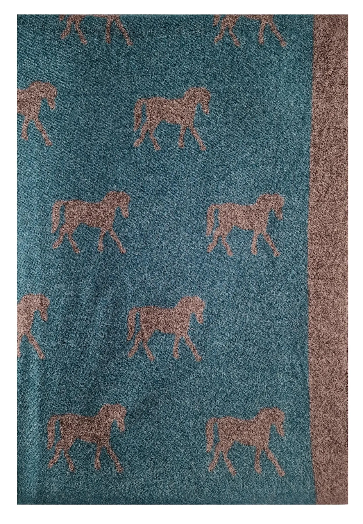 Hazy Blue Pashmina feel Luxury Ladies Womens Scarf - Horse