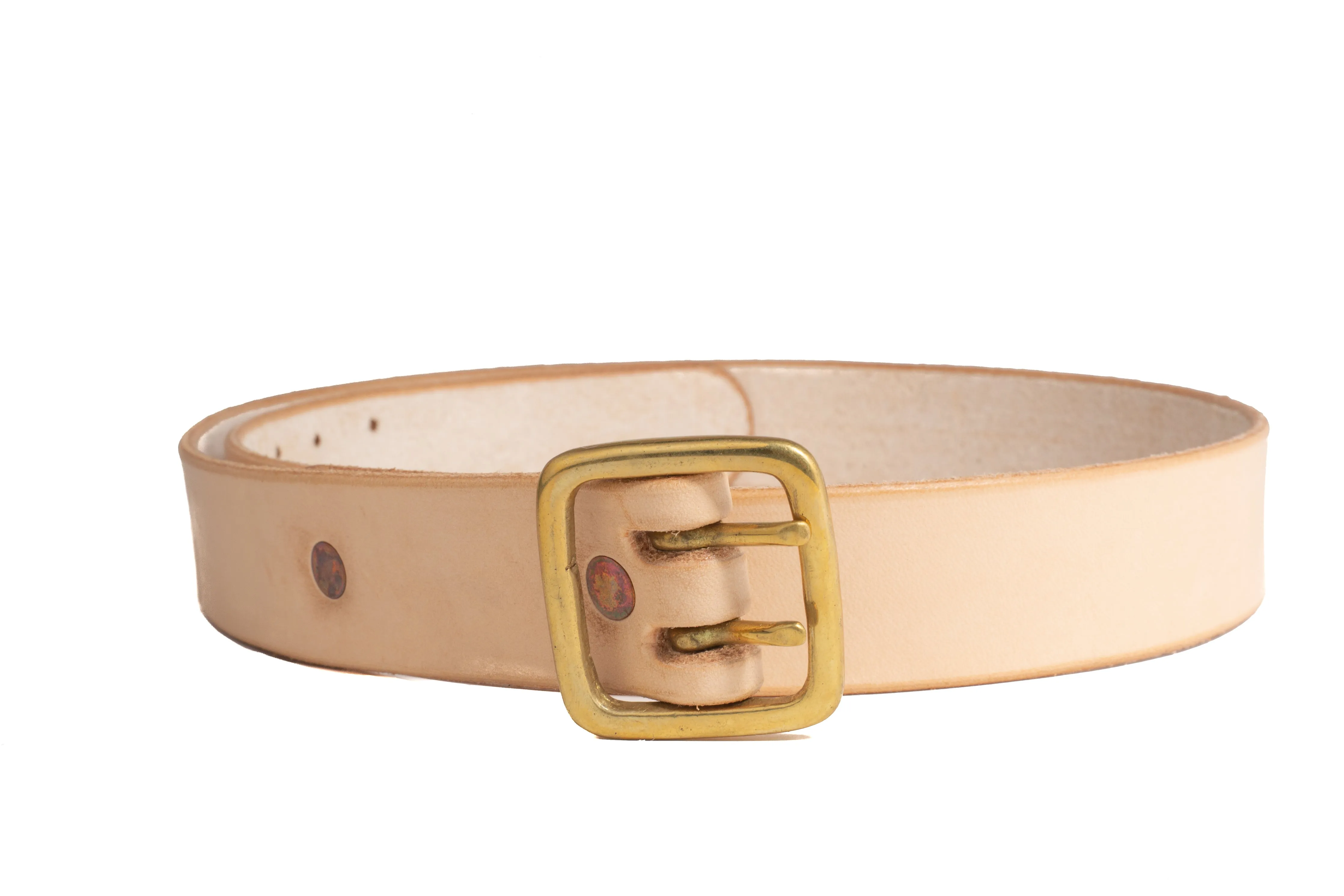 Leather 2 Prong Belt - Beige