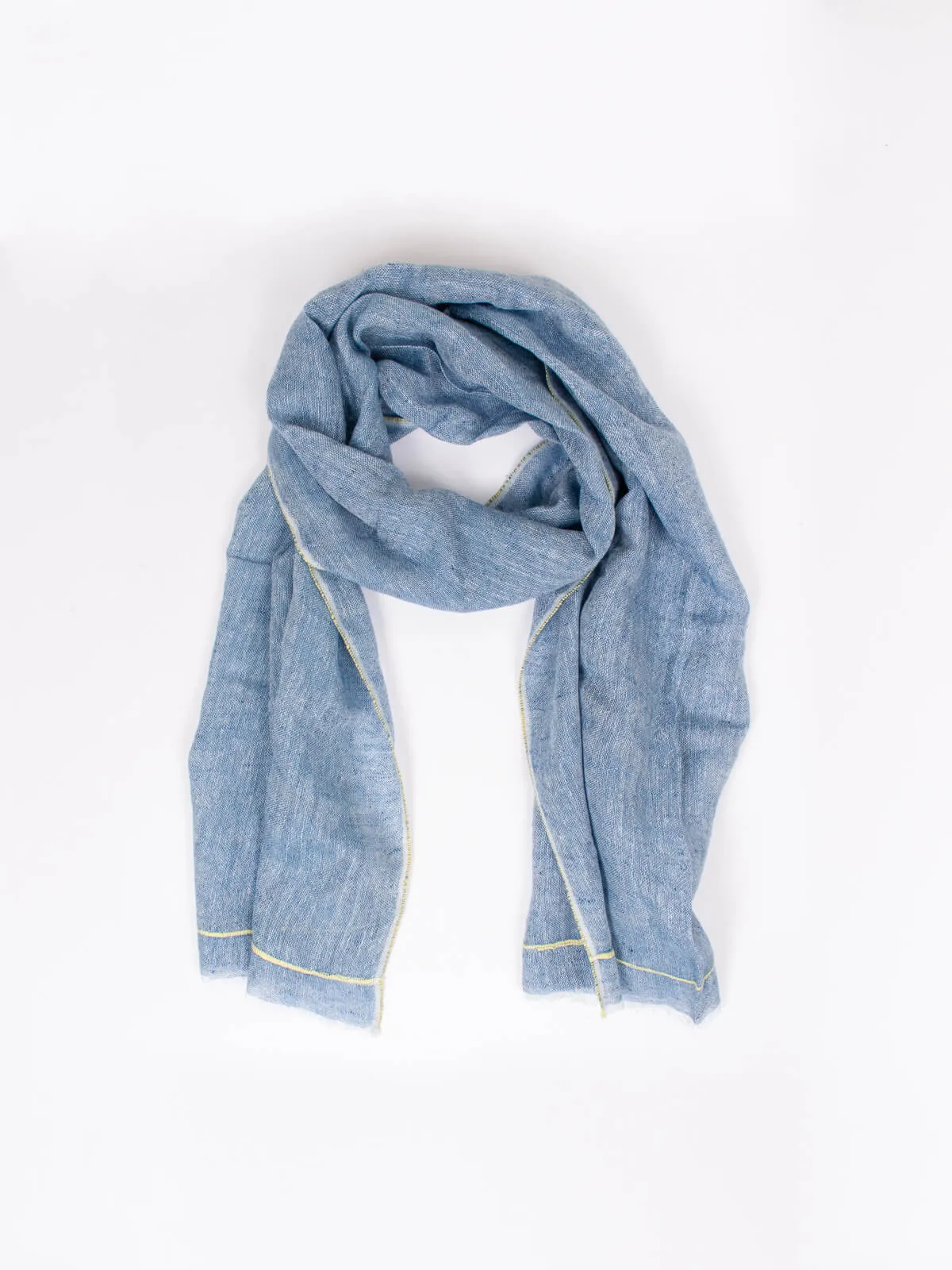 Linen Scarf, Indigo and Lemon