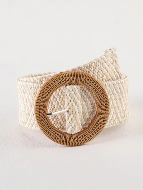 Round Buckle Boho Straw Belt