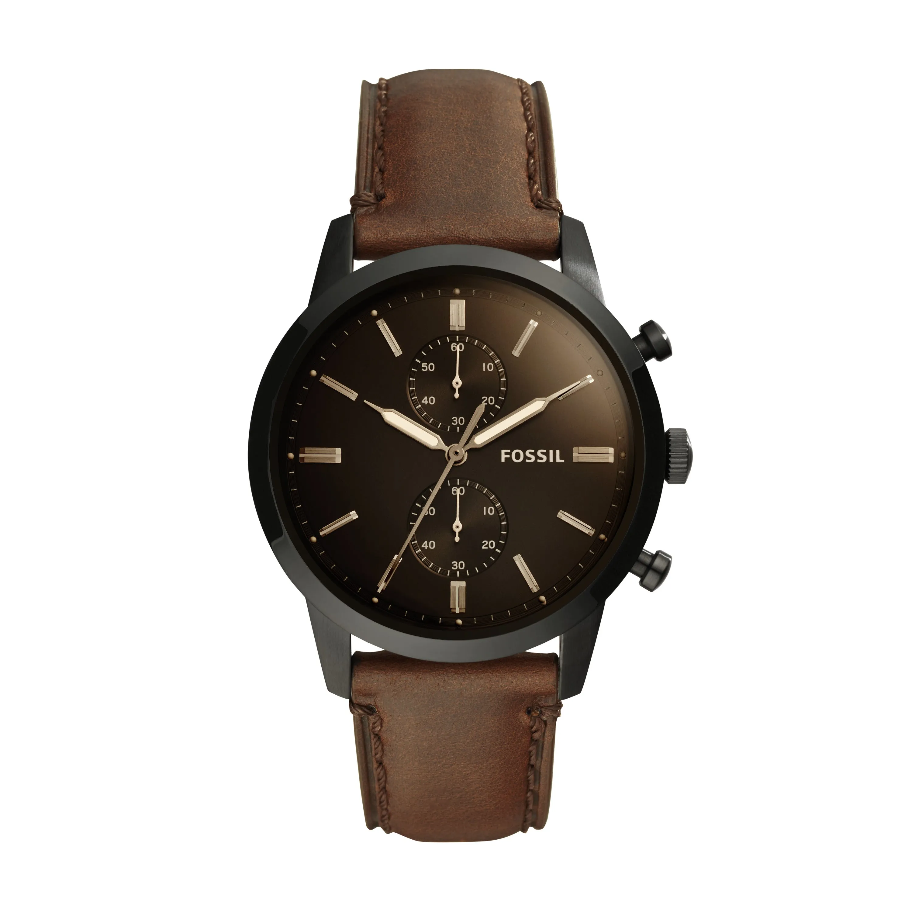 Townsman 44mm Chronograph Brown Leather Watch